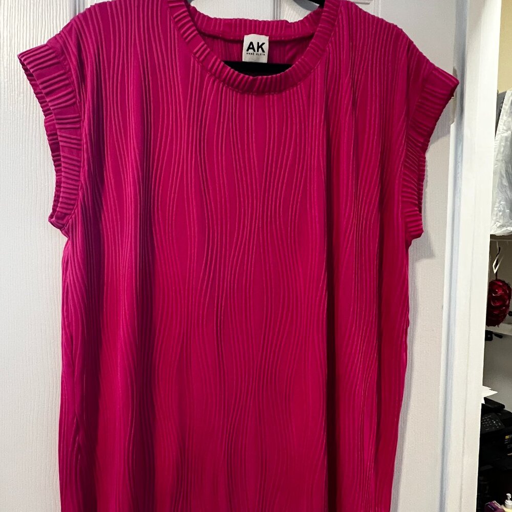 Anne Klein Short Sleeve Hot Pink Blouse Size XL